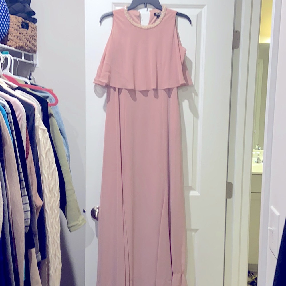 SLNY light pink gorgeous maid of honor dress